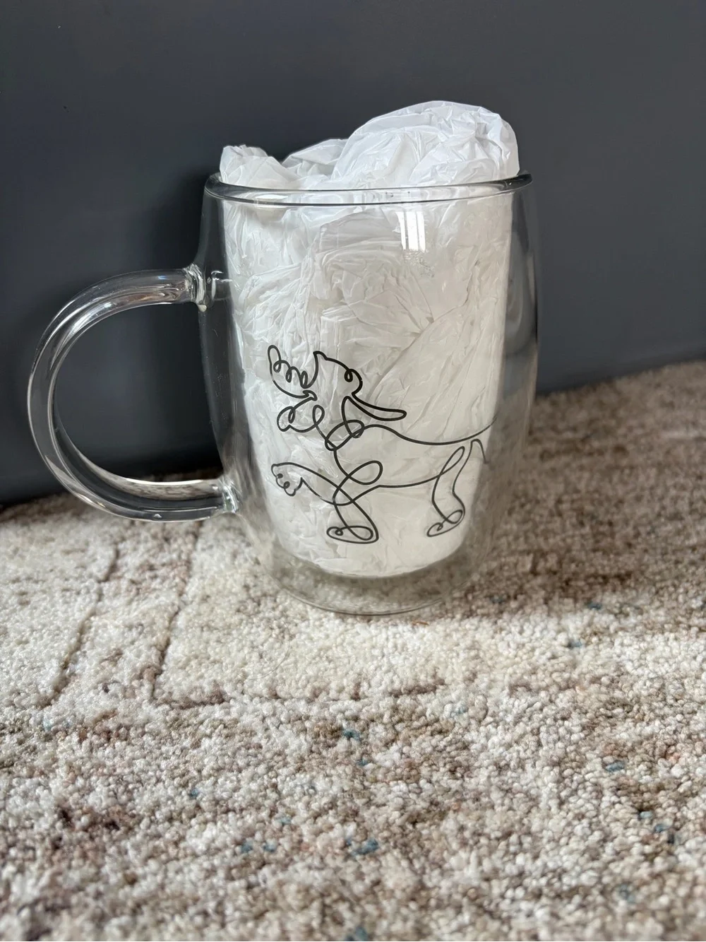 Clear Glass Mickey Mouse Double-Wall Mug - Black Line Art